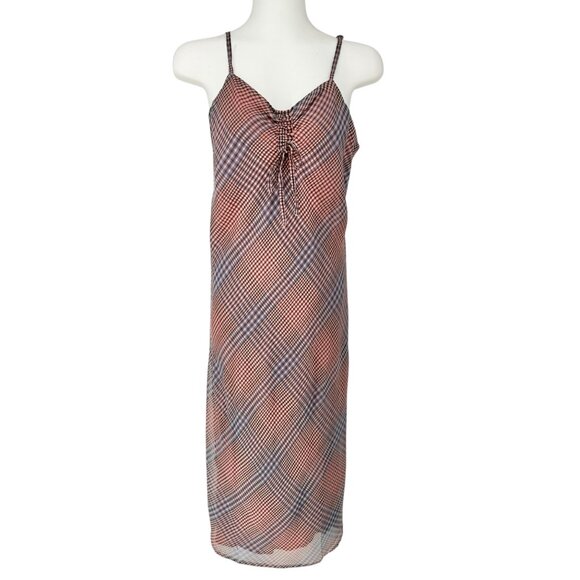 Aéropostale Womens Plaid Slip Dress S Dusty Rose and Blue Lined Rayon Polyester - Picture 1 of 10